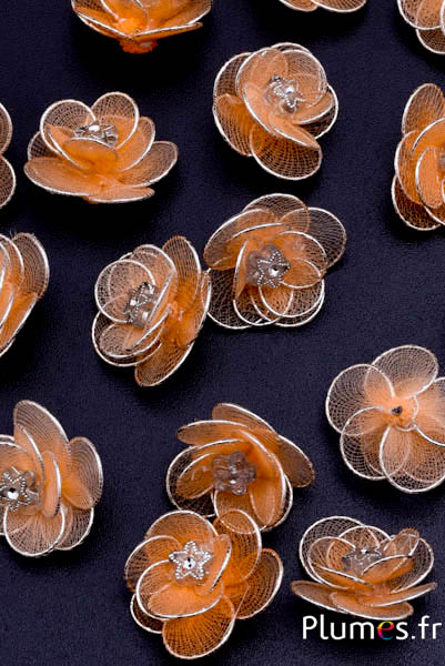 Fleur en tissu - Ø 2 cm - abricot